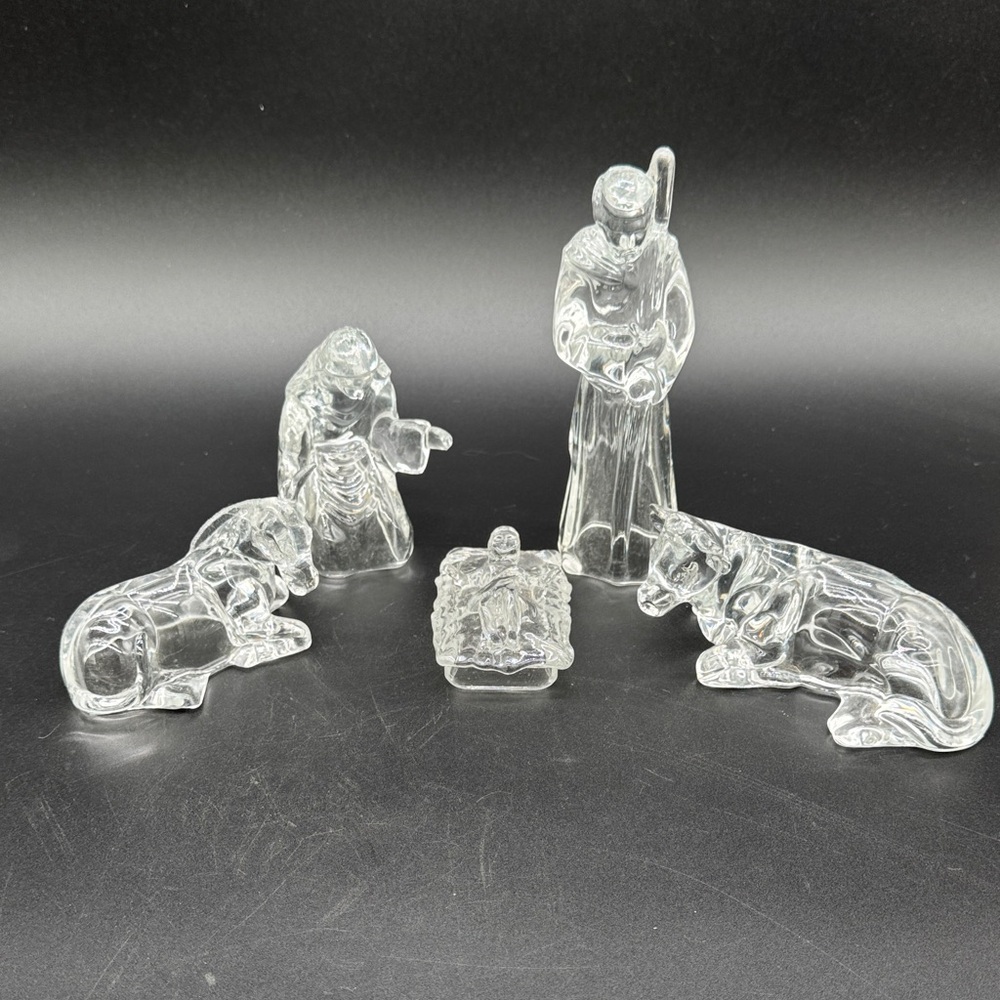 Cristal d'Arques Crystal Nativity Set: Vintage Collectible Figurines (Set of 5)